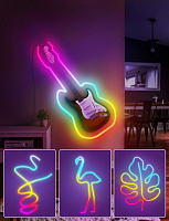 Светодиодная неоновая влагозащищенная лента Hannitify 5м, IP65, 60 LED/m, RGBIC, Wi-Fi (готовый комплект)